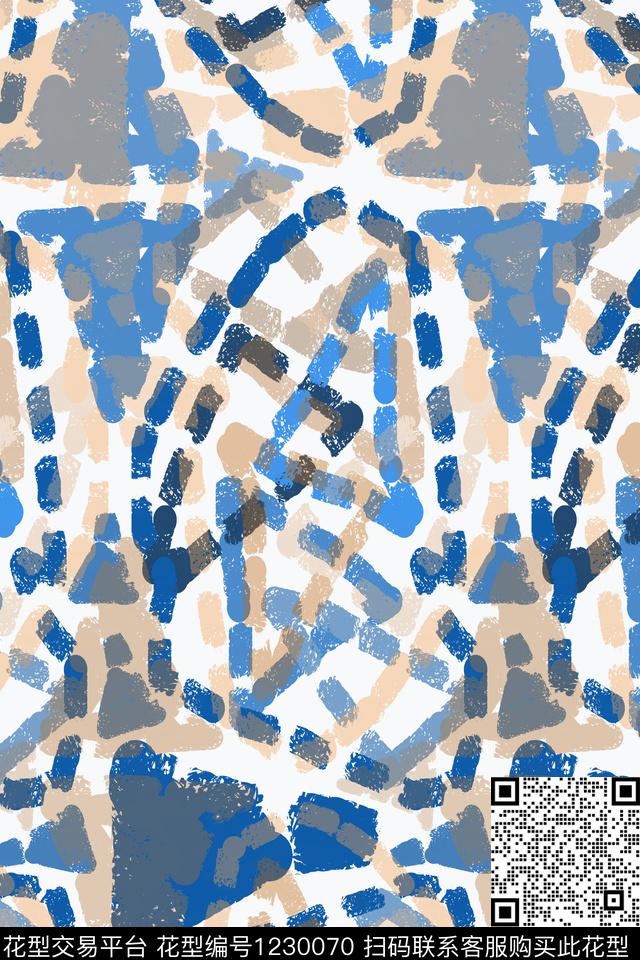 手绘线条笔触男装休闲花卉密铺几何传统印花华亿平台下载（图片编号: 1230070） - 瓦栏（Walan）