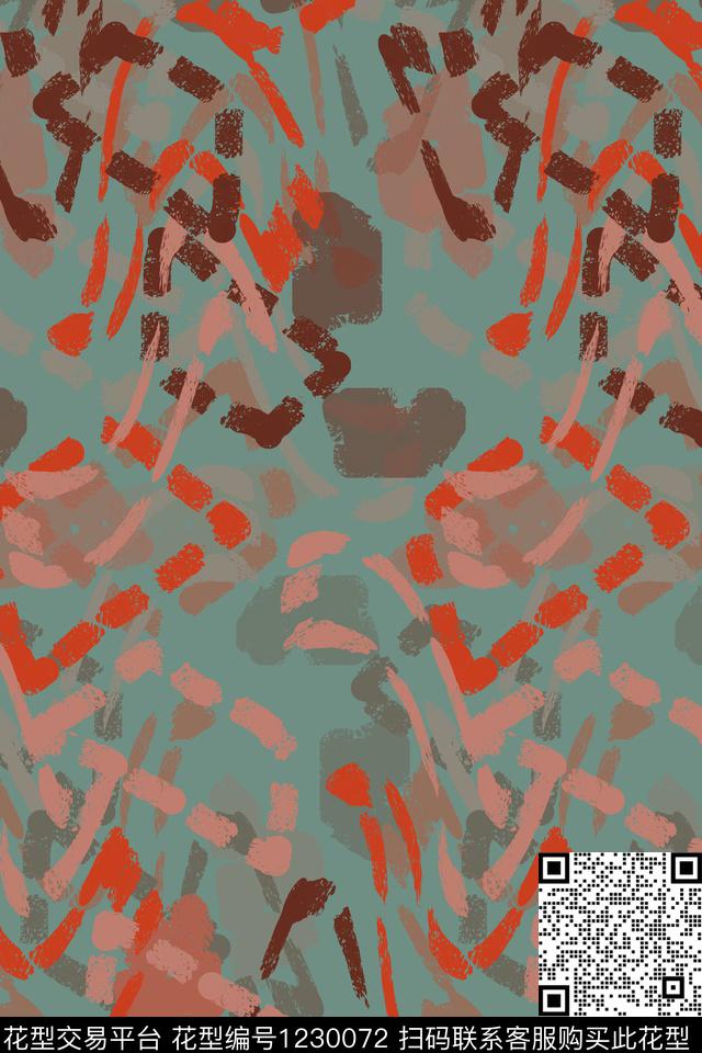 男装休闲花卉手绘线条笔触密铺几何数码印花华亿平台下载（图片编号: 1230072） - 瓦栏（Walan）