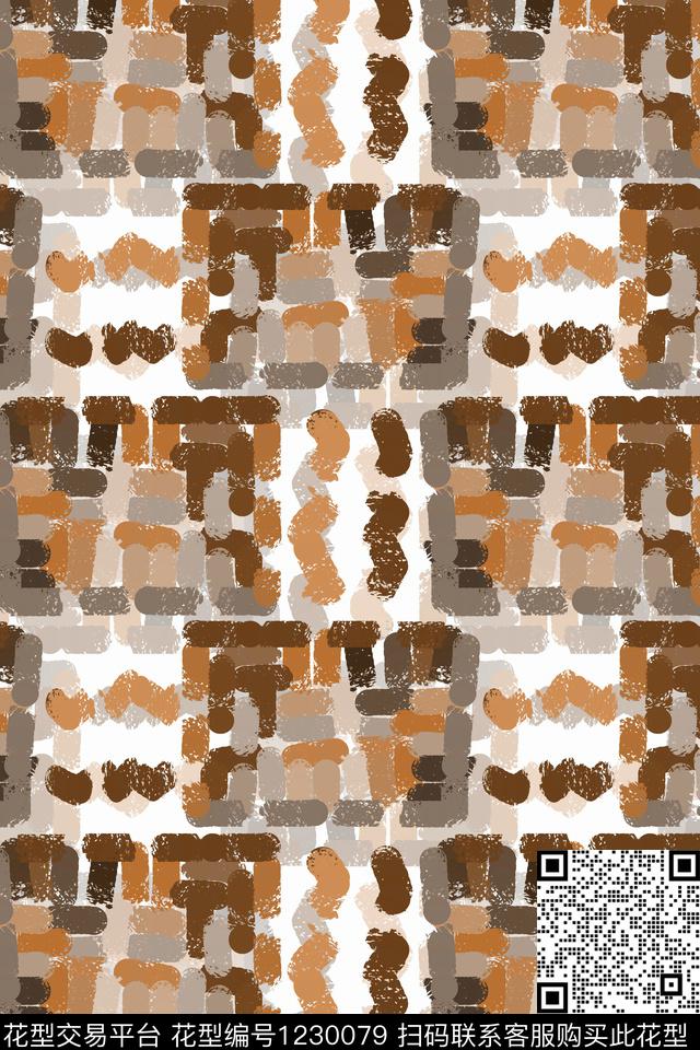 手绘线条笔触密铺几何男装休闲花卉数码印花华亿平台下载（图片编号: 1230079） - 瓦栏（Walan）