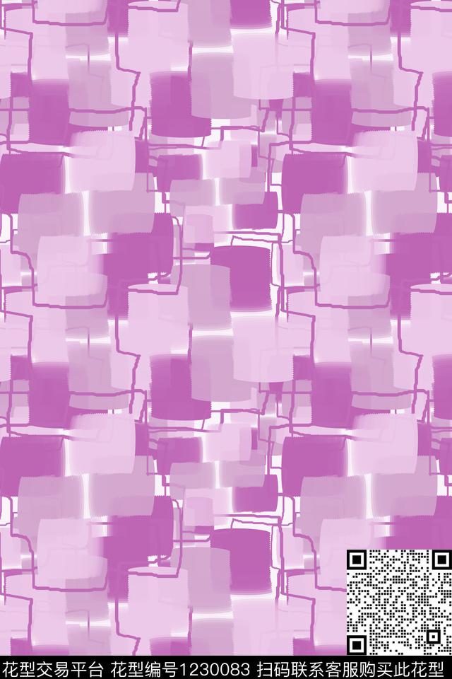 密铺几何手绘线条笔触男装休闲花卉数码印花华亿平台下载（图片编号: 1230083） - 瓦栏（Walan）