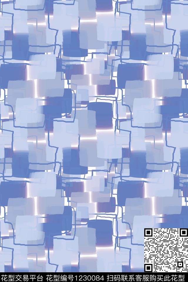 密铺几何手绘线条笔触男装休闲花卉数码印花华亿平台下载（图片编号: 1230084） - 瓦栏（Walan）