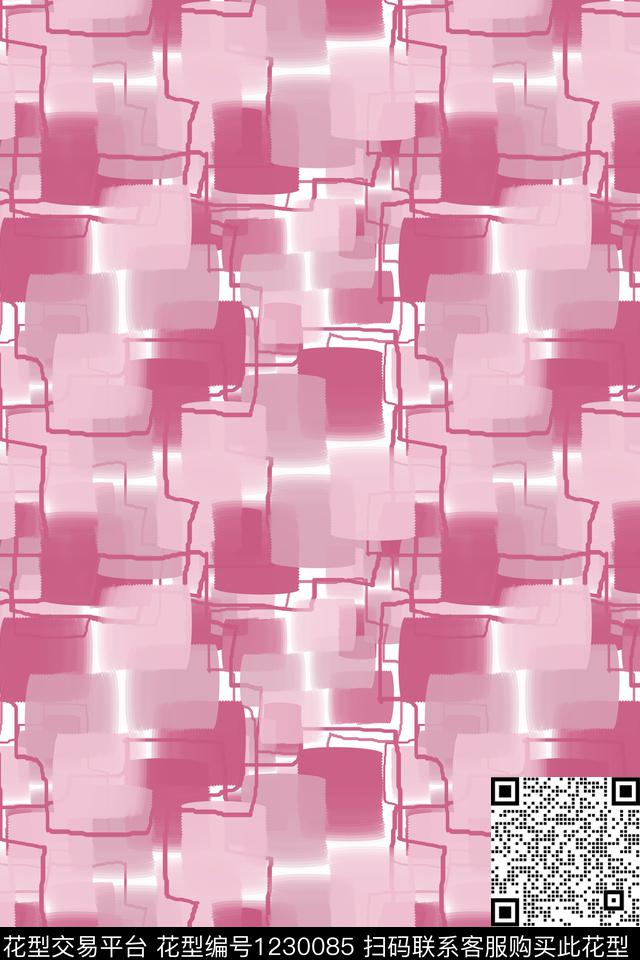 密铺几何手绘线条笔触男装休闲花卉数码印花华亿平台下载（图片编号: 1230085） - 瓦栏（Walan）