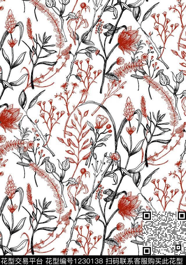 小碎花签字笔2020新品数码印花华亿平台下载（图片编号: 1230138） - 瓦栏（Walan）