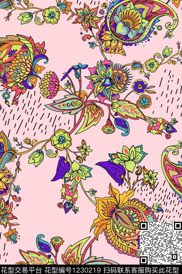 几何波点民族风数码印花华亿平台下载（图片编号: 1230219） - 瓦栏（Walan）