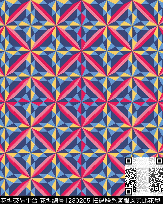 大牌风几何格子传统印花华亿平台下载（图片编号: 1230255） - 瓦栏（Walan）