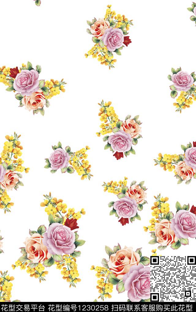 大牌风花卉数码华亿平台数码印花华亿平台下载（图片编号: 1230258） - 瓦栏（Walan）
