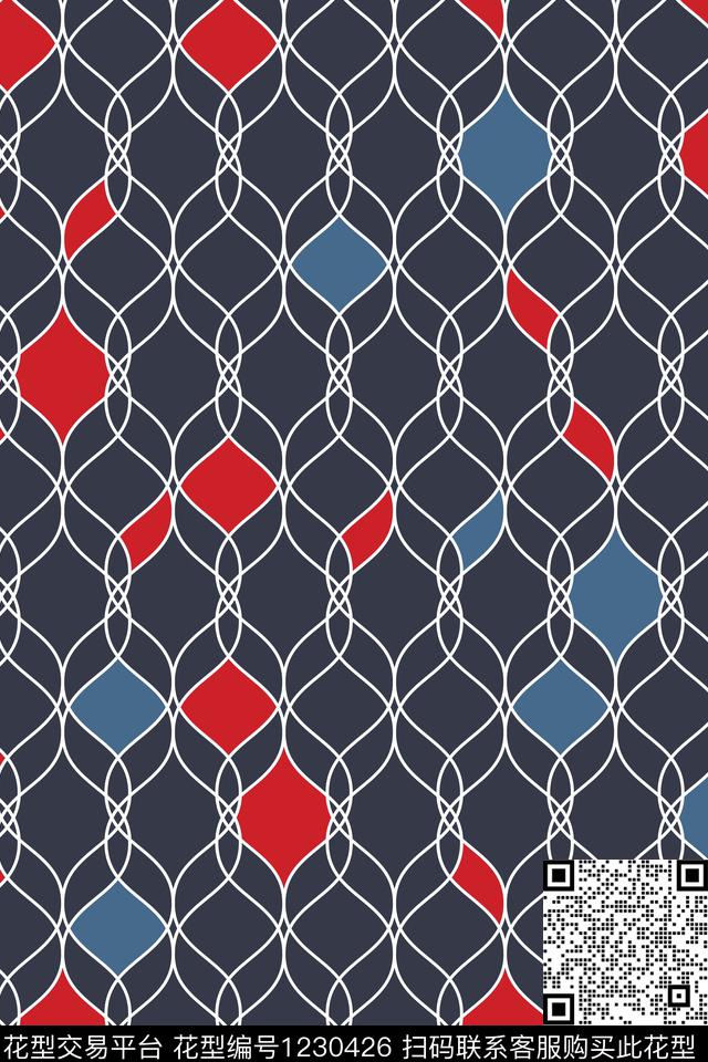 女装几何线条传统印花华亿平台下载（图片编号: 1230426） - 瓦栏（Walan）