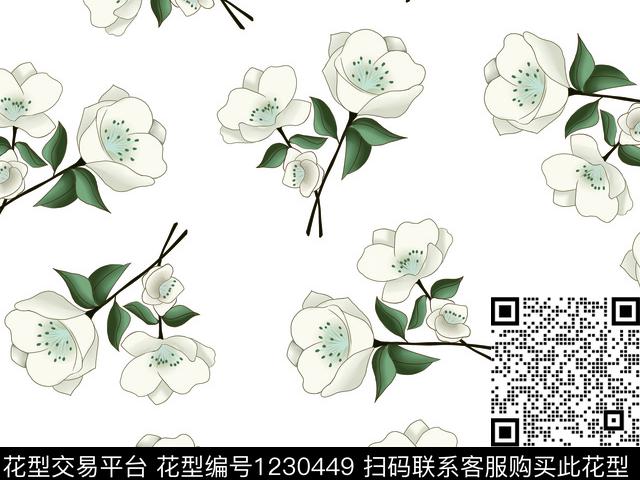 小清新小花卉散点花卉数码印花华亿平台下载（图片编号: 1230449） - 瓦栏（Walan）