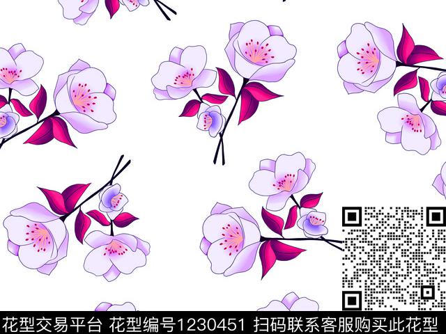 小清新小花卉散点花卉数码印花华亿平台下载（图片编号: 1230451） - 瓦栏（Walan）