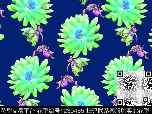 抽象花卉清爽底花卉漂亮花卉数码印花华亿平台下载（图片编号: 1230465） - 瓦栏（Walan）