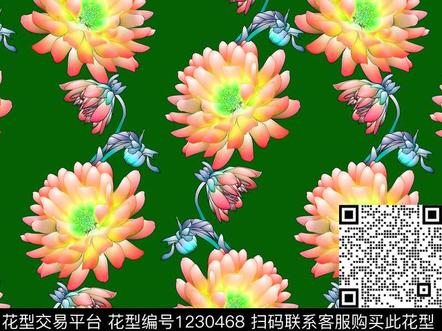 抽象花卉清爽底花卉漂亮花卉数码印花华亿平台下载（图片编号: 1230468） - 瓦栏（Walan）