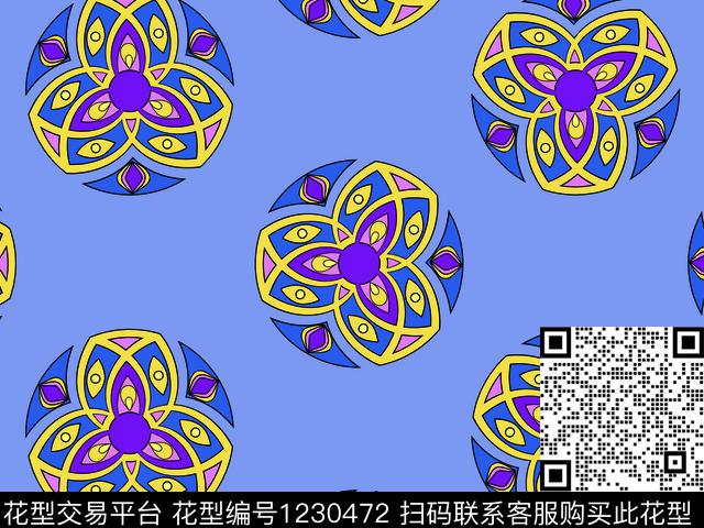 民族风散点排列漂亮数码印花华亿平台下载（图片编号: 1230472） - 瓦栏（Walan）