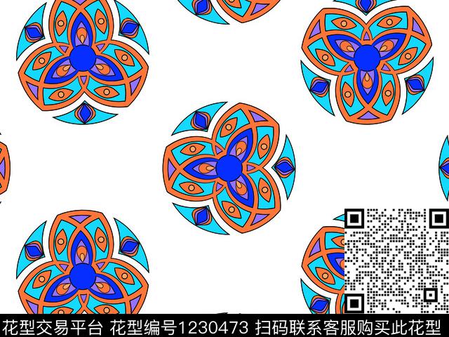 民族风散点排列漂亮数码印花华亿平台下载（图片编号: 1230473） - 瓦栏（Walan）