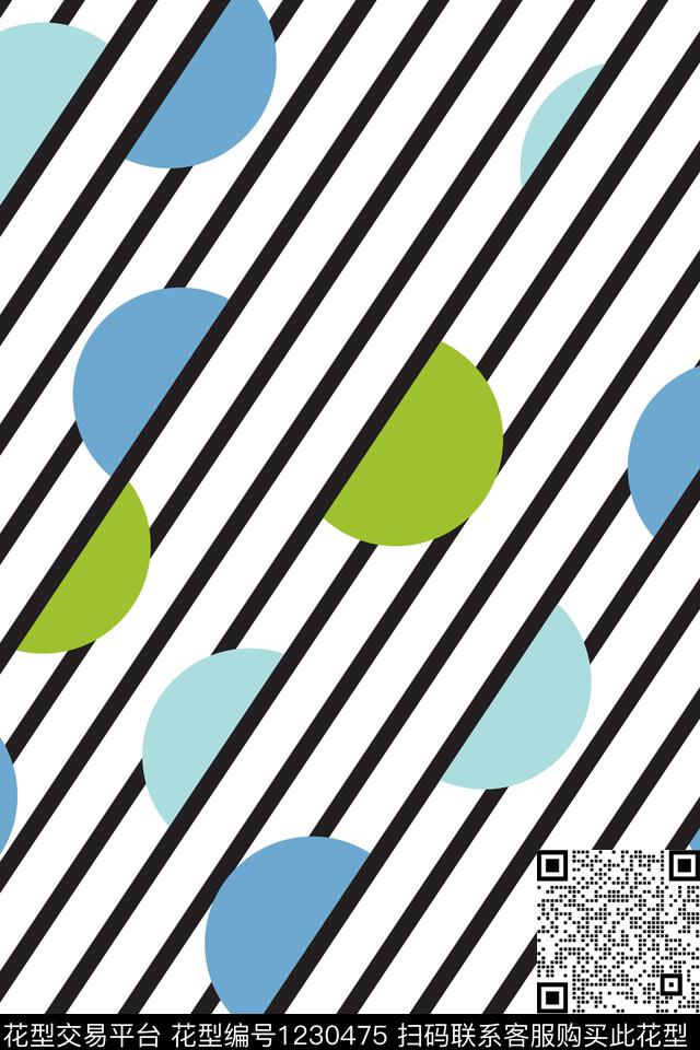 线条几何波点传统印花华亿平台下载（图片编号: 1230475） - 瓦栏（Walan）