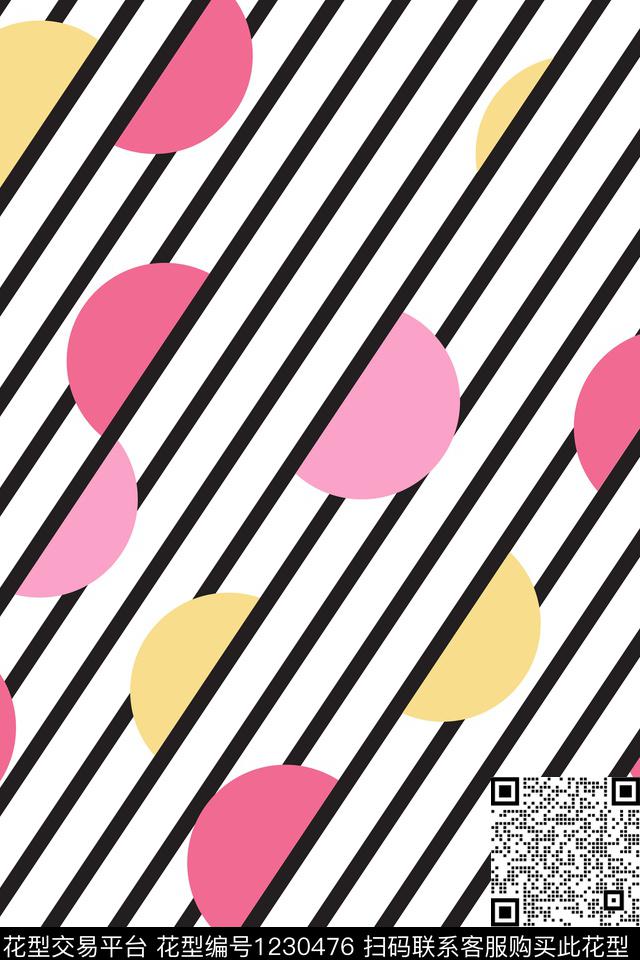 线条几何波点传统印花华亿平台下载（图片编号: 1230476） - 瓦栏（Walan）