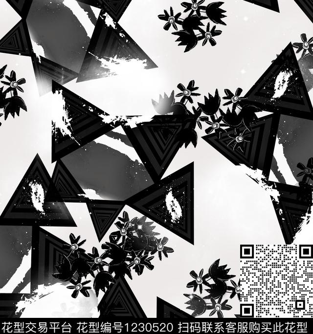 迷彩抽象花卉数码印花华亿平台下载（图片编号: 1230520） - 瓦栏（Walan）