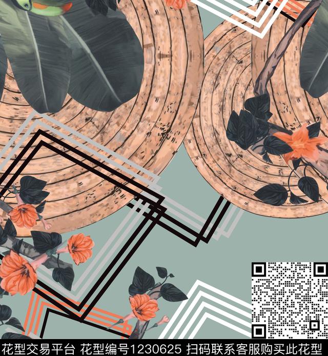 花卉几何数码华亿平台数码印花华亿平台下载（图片编号: 1230625） - 瓦栏（Walan）