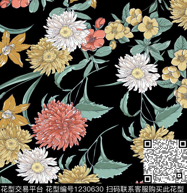 传统华亿平台春夏华亿平台花卉传统印花华亿平台下载（图片编号: 1230630） - 瓦栏（Walan）