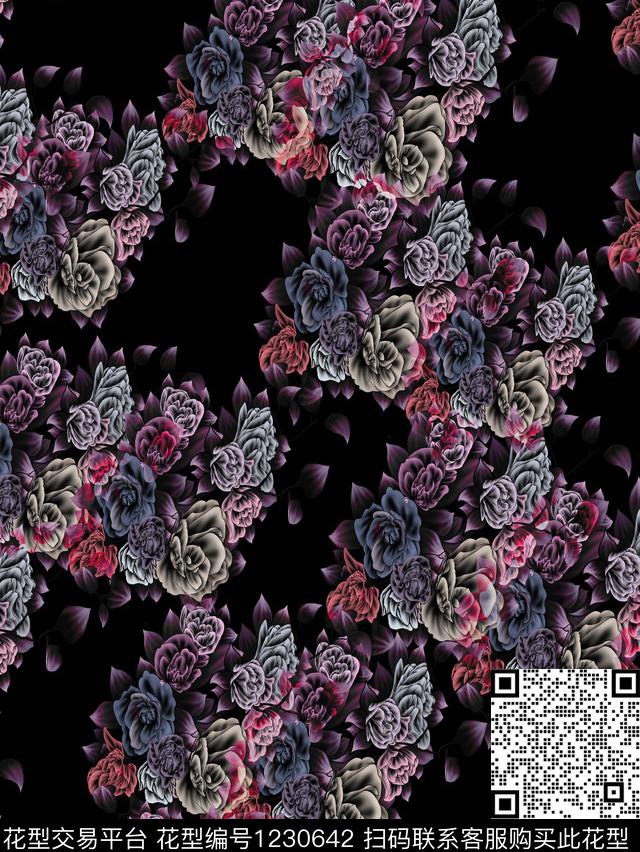 时尚数码华亿平台花卉数码印花华亿平台下载（图片编号: 1230642） - 瓦栏（Walan）