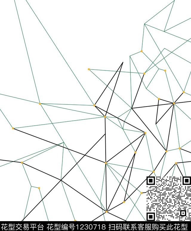 线条定位花几何传统印花华亿平台下载（图片编号: 1230718） - 瓦栏（Walan）