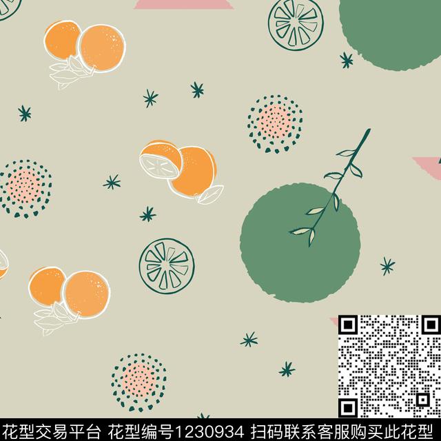 蒲公英趣味橙传统印花华亿平台下载（图片编号: 1230934） - 瓦栏（Walan）