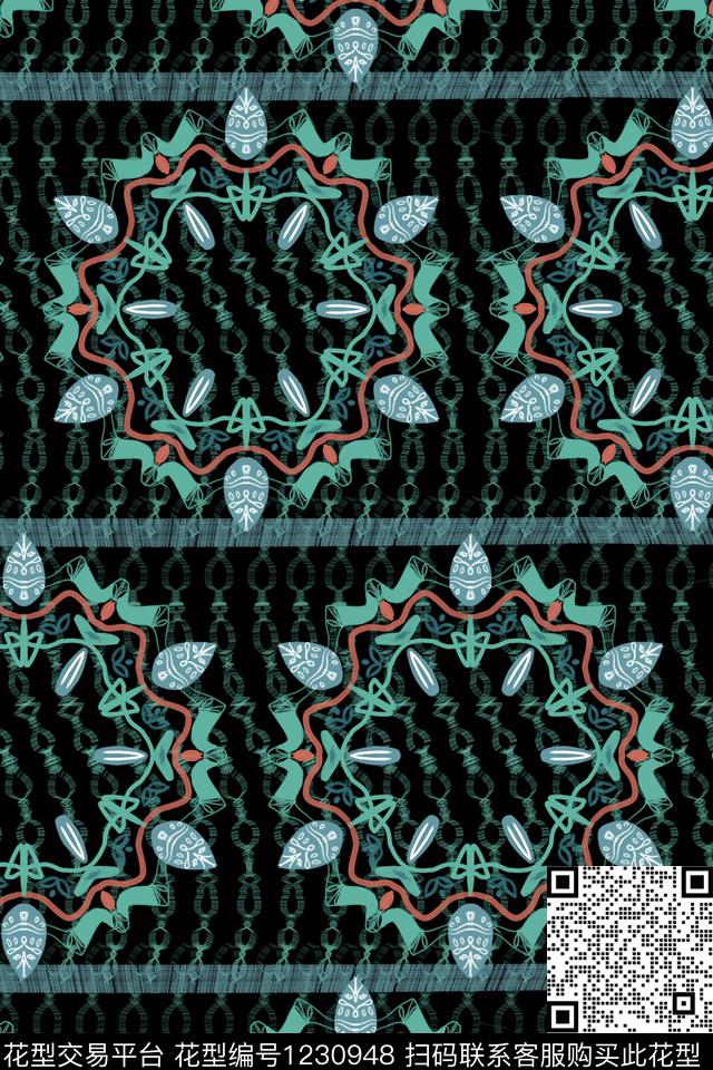 印花手绘宫廷风数码印花华亿平台下载（图片编号: 1230948） - 瓦栏（Walan）