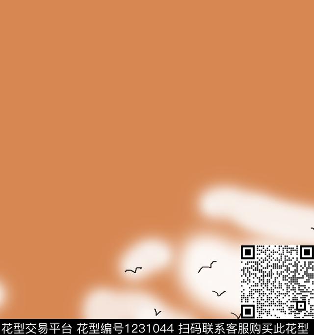 手绘鸟数码印花华亿平台下载（图片编号: 1231044） - 瓦栏（Walan）