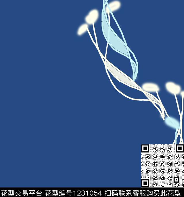 抽象手绘花卉数码印花华亿平台下载（图片编号: 1231054） - 瓦栏（Walan）