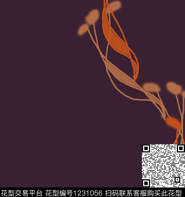 抽象手绘花卉数码印花华亿平台下载（图片编号: 1231056） - 瓦栏（Walan）