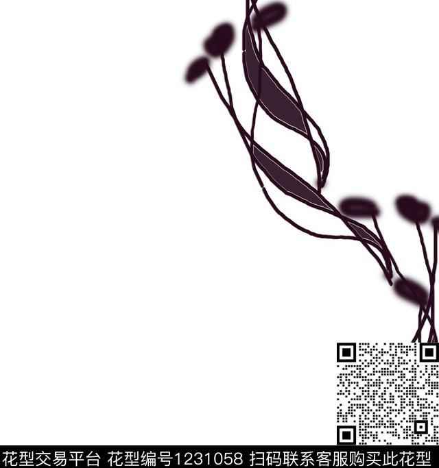 抽象手绘花卉数码印花华亿平台下载（图片编号: 1231058） - 瓦栏（Walan）