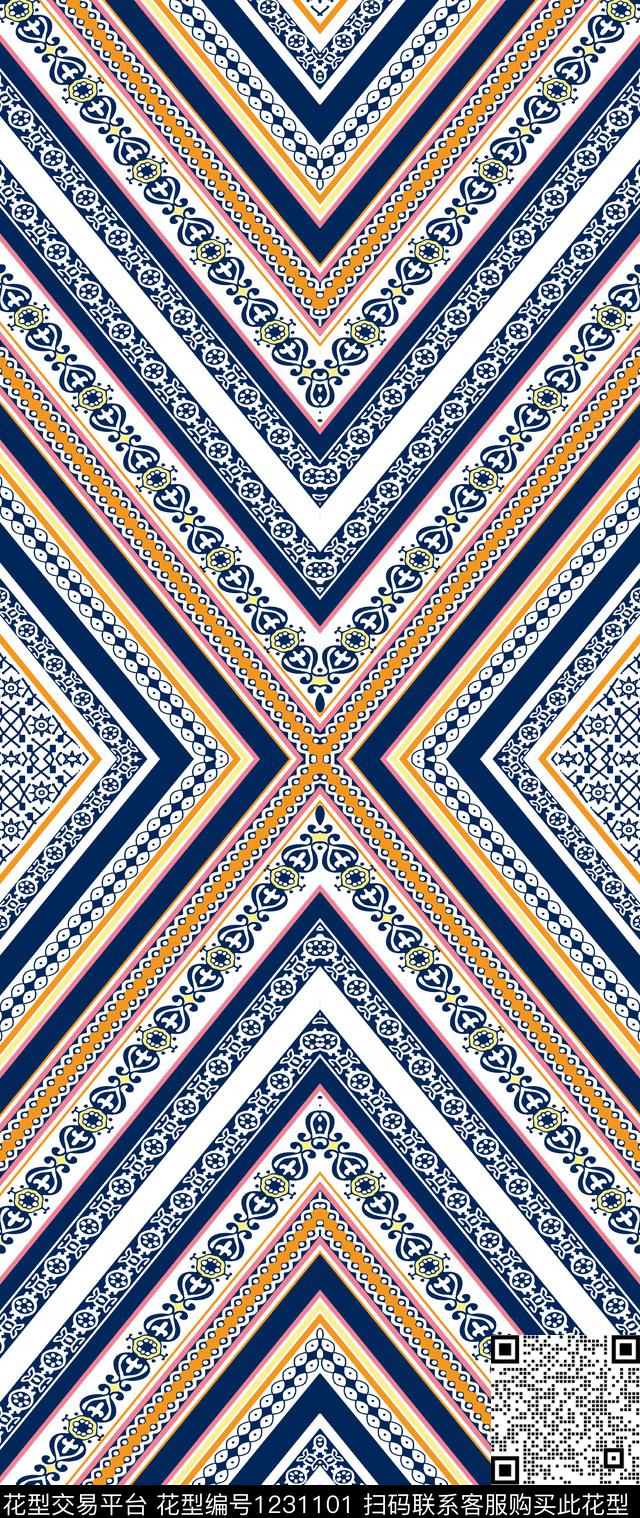 几何民族风传统印花华亿平台下载（图片编号: 1231101） - 瓦栏（Walan）