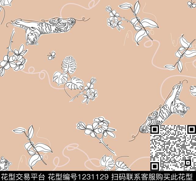休闲抽象动物传统印花华亿平台下载（图片编号: 1231129） - 瓦栏（Walan）