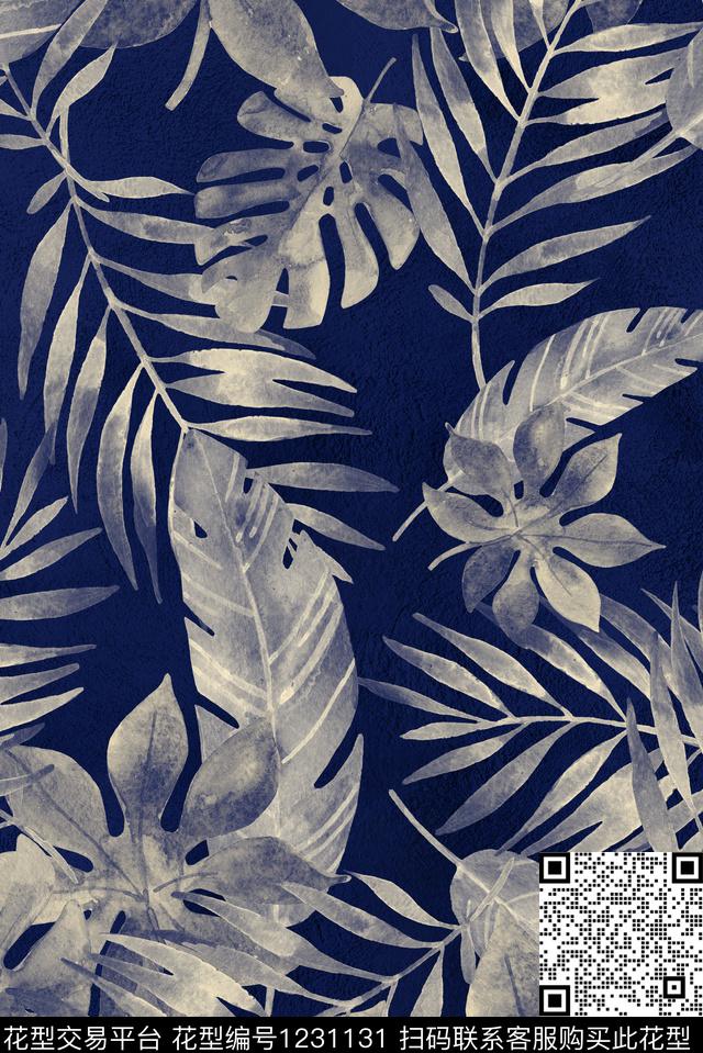 文艺花卉绿植树叶数码印花华亿平台下载（图片编号: 1231131） - 瓦栏（Walan）