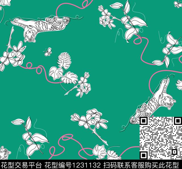 休闲抽象动物传统印花华亿平台下载（图片编号: 1231132） - 瓦栏（Walan）