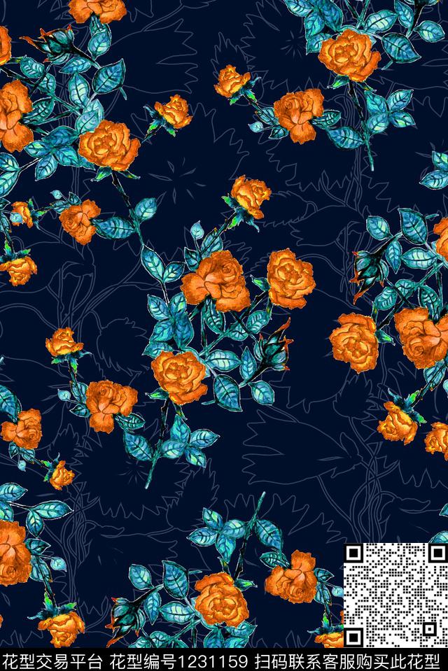 肌理真丝花卉数码印花华亿平台下载（图片编号: 1231159） - 瓦栏（Walan）