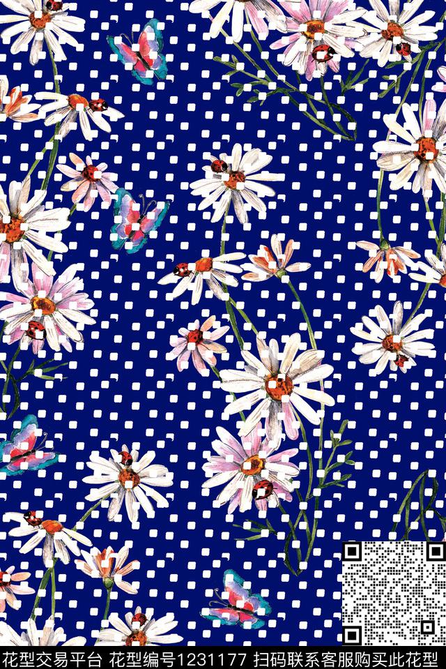 花卉几何年轻女性数码印花华亿平台下载（图片编号: 1231177） - 瓦栏（Walan）