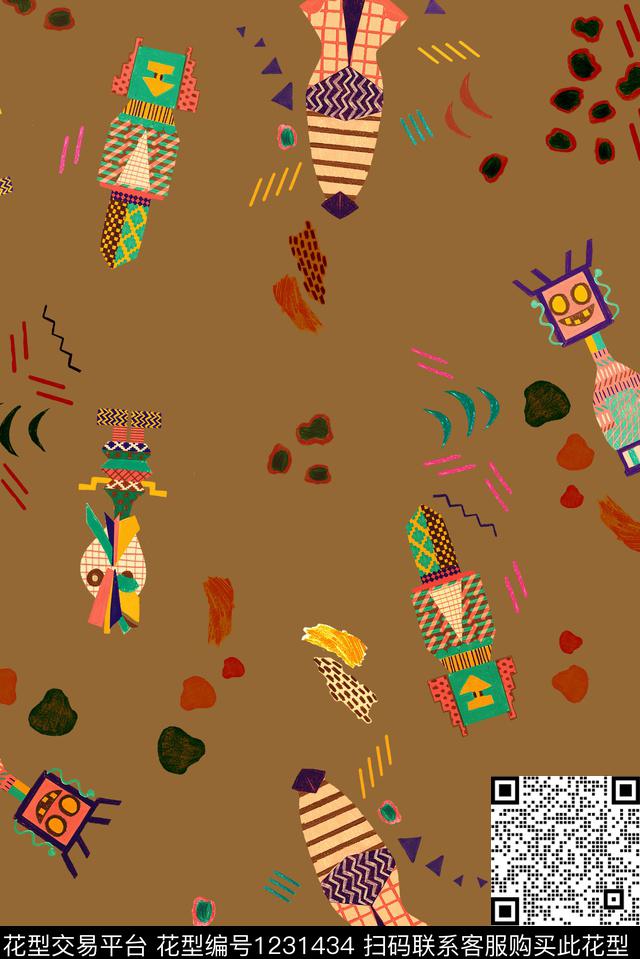 休闲肌理几何数码印花华亿平台下载（图片编号: 1231434） - 瓦栏（Walan）