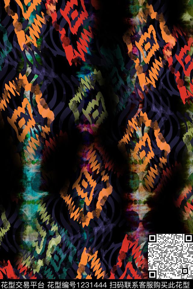 休闲肌理几何数码印花华亿平台下载（图片编号: 1231444） - 瓦栏（Walan）