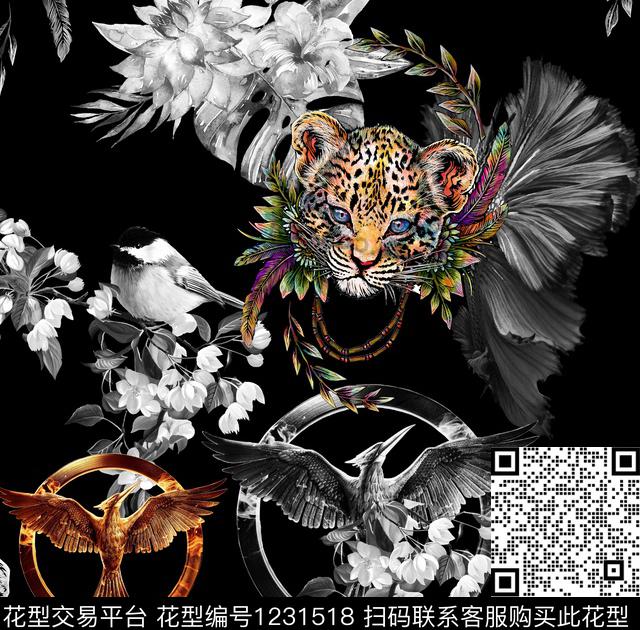 抽象潮牌动物数码印花华亿平台下载（图片编号: 1231518） - 瓦栏（Walan）