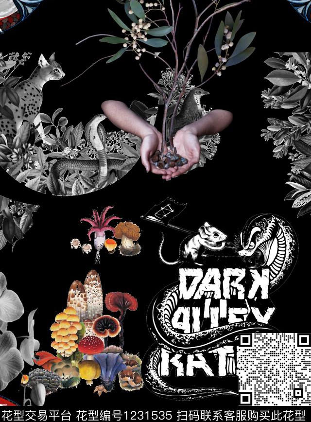 大牌风抽象潮牌数码印花华亿平台下载（图片编号: 1231535） - 瓦栏（Walan）