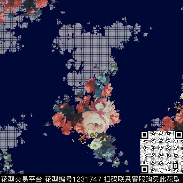大牌风花卉格子数码印花华亿平台下载（图片编号: 1231747） - 瓦栏（Walan）