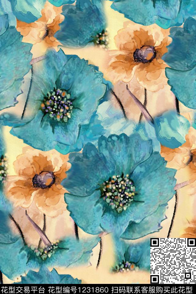 抽象复古中老年数码印花华亿平台下载（图片编号: 1231860） - 瓦栏（Walan）