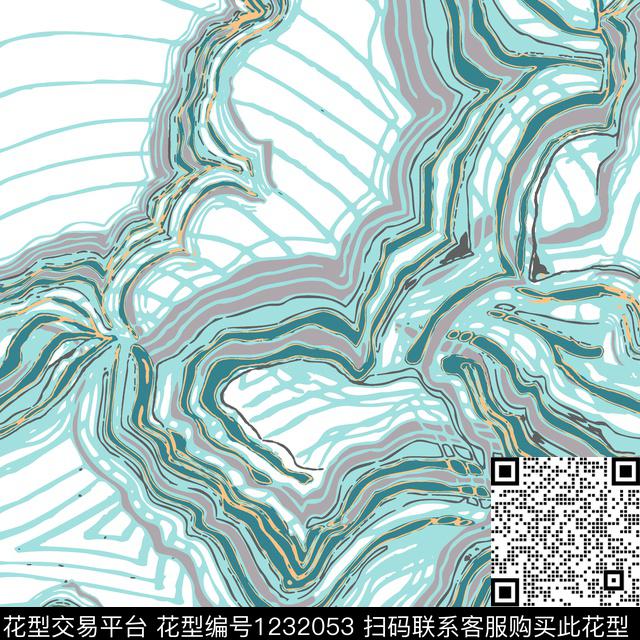 抽象线条传统印花华亿平台下载（图片编号: 1232053） - 瓦栏（Walan）