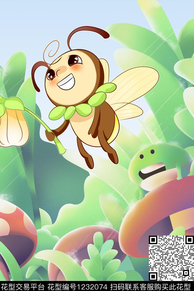 卡通奇幻森林萤火虫数码印花华亿平台下载（图片编号: 1232074） - 瓦栏（Walan）