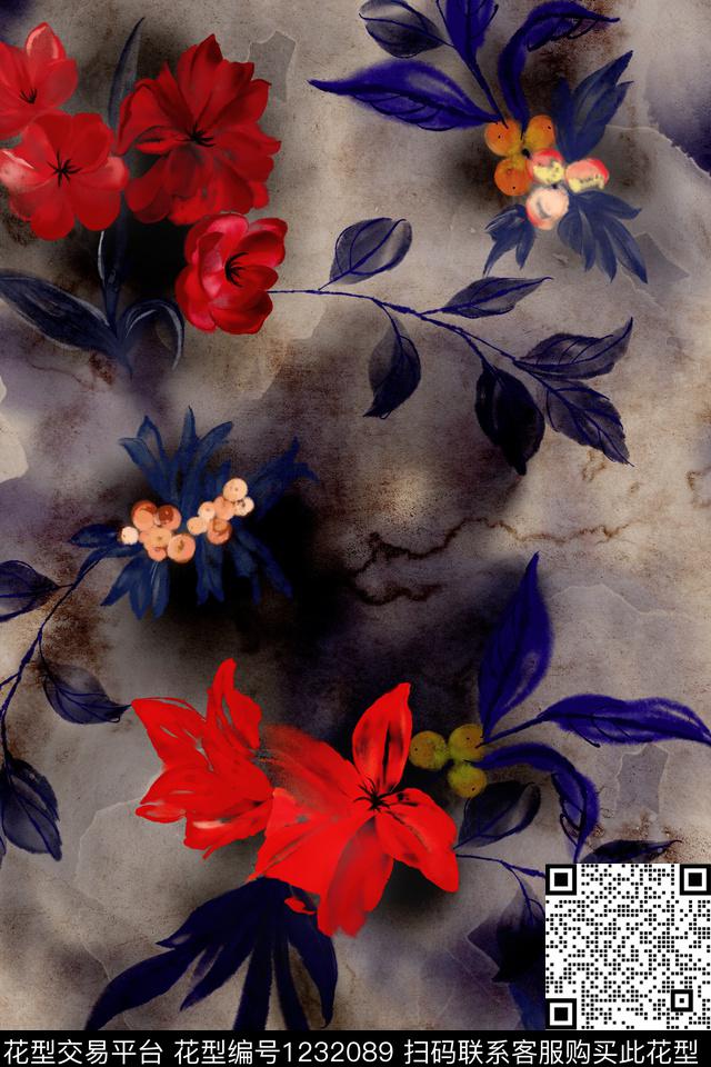 中国风水墨风水墨果实数码印花华亿平台下载（图片编号: 1232089） - 瓦栏（Walan）