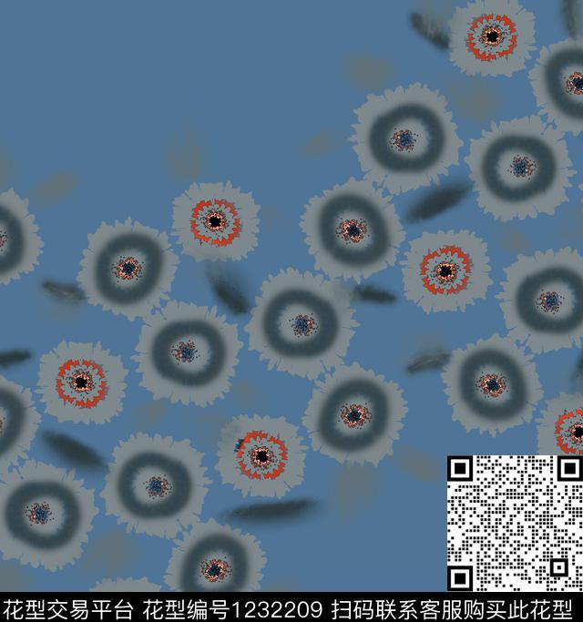 抽象手绘花卉数码印花华亿平台下载（图片编号: 1232209） - 瓦栏（Walan）