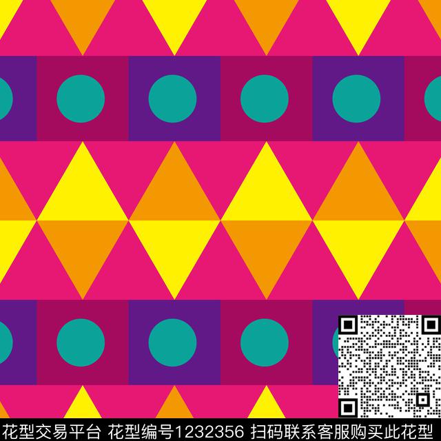 波普大牌风几何传统印花华亿平台下载（图片编号: 1232356） - 瓦栏（Walan）