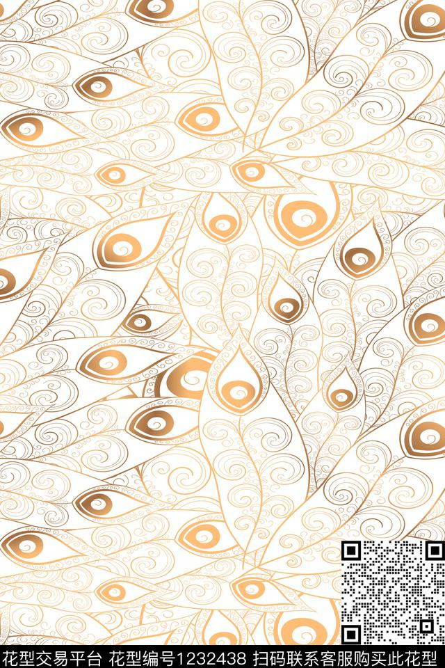 抽象羽毛线条数码印花华亿平台下载（图片编号: 1232438） - 瓦栏（Walan）