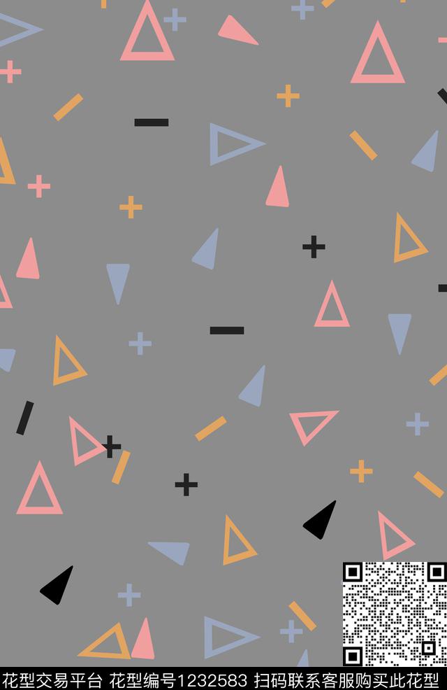 几何简约小清新数码印花华亿平台下载（图片编号: 1232583） - 瓦栏（Walan）