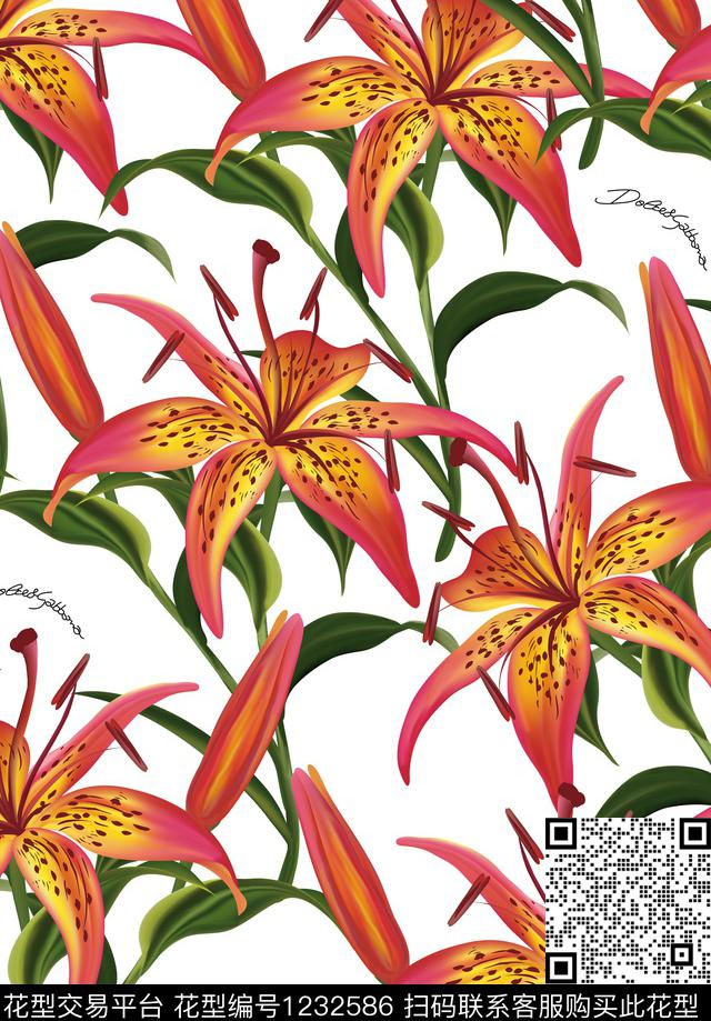 百合大牌风小碎花数码印花华亿平台下载（图片编号: 1232586） - 瓦栏（Walan）